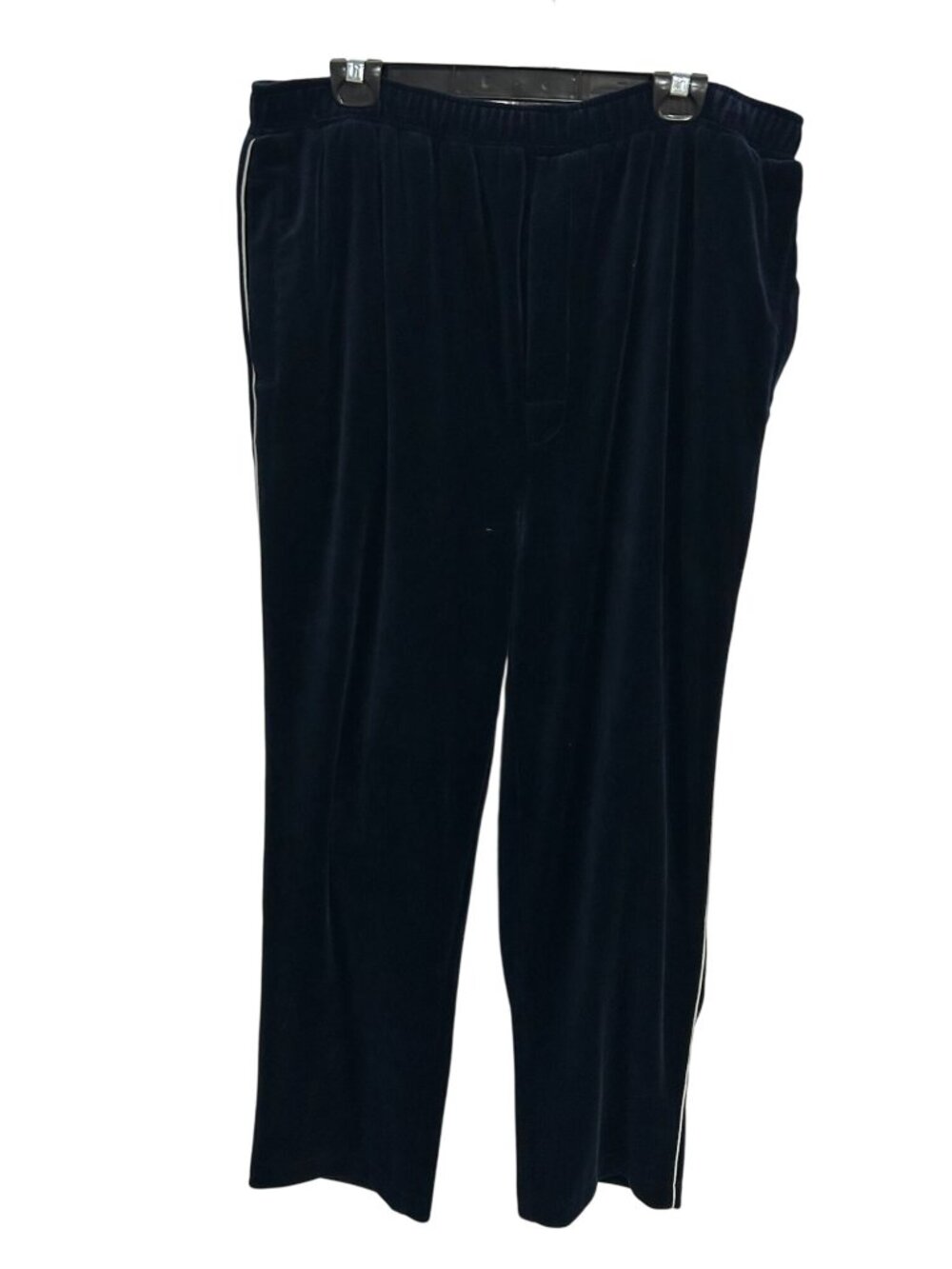 Norm Thompson XXL Navy Blue Velour Track Pants Elastic Waist Retro Vintage